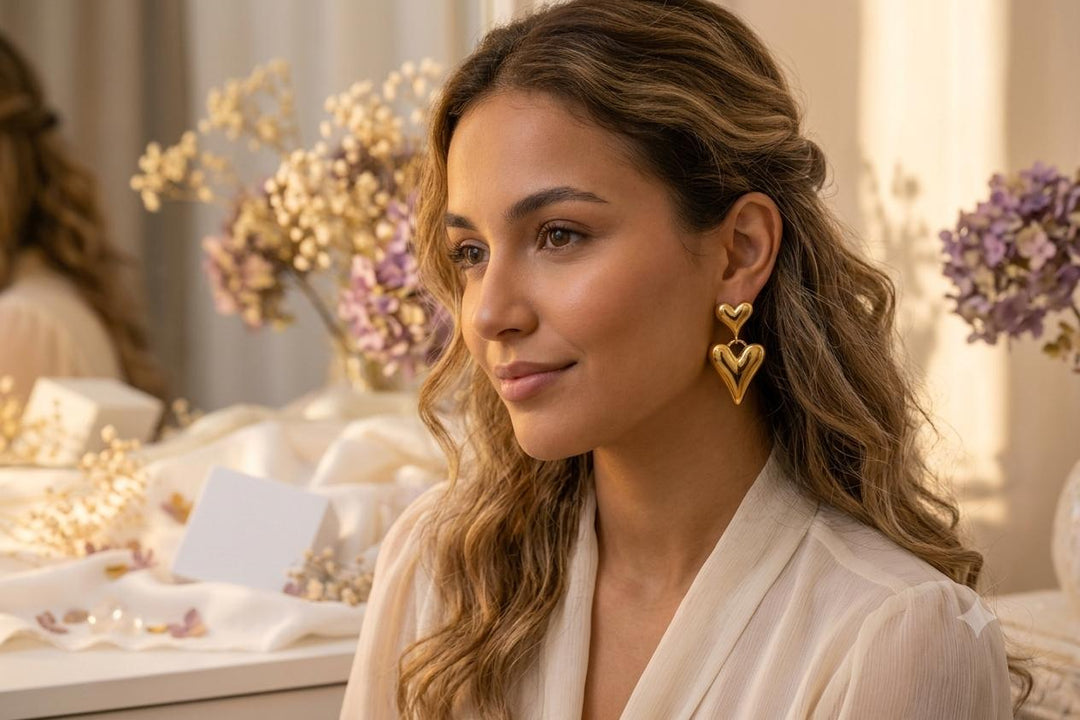 Double Heart Drop Earrings | Jewel Birds
