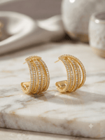 Load image into Gallery viewer, Crystal Hoop Earrings - Gold
