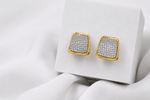 Load image into Gallery viewer, Crystal Square Stud Earrings - Gold &amp; Silver
