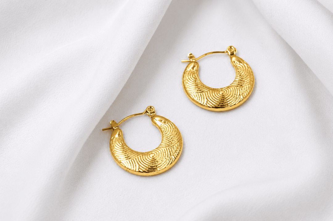 Textured Gold Hoop Earrings - Gold
