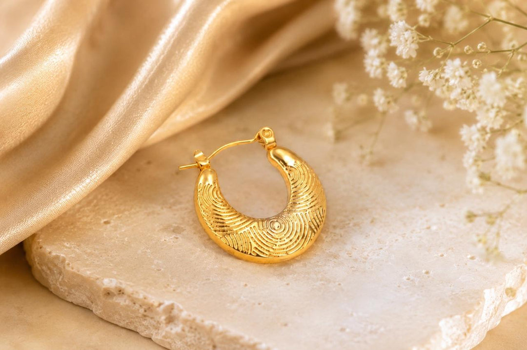 Textured Gold Hoop Earrings | Jewel Birds