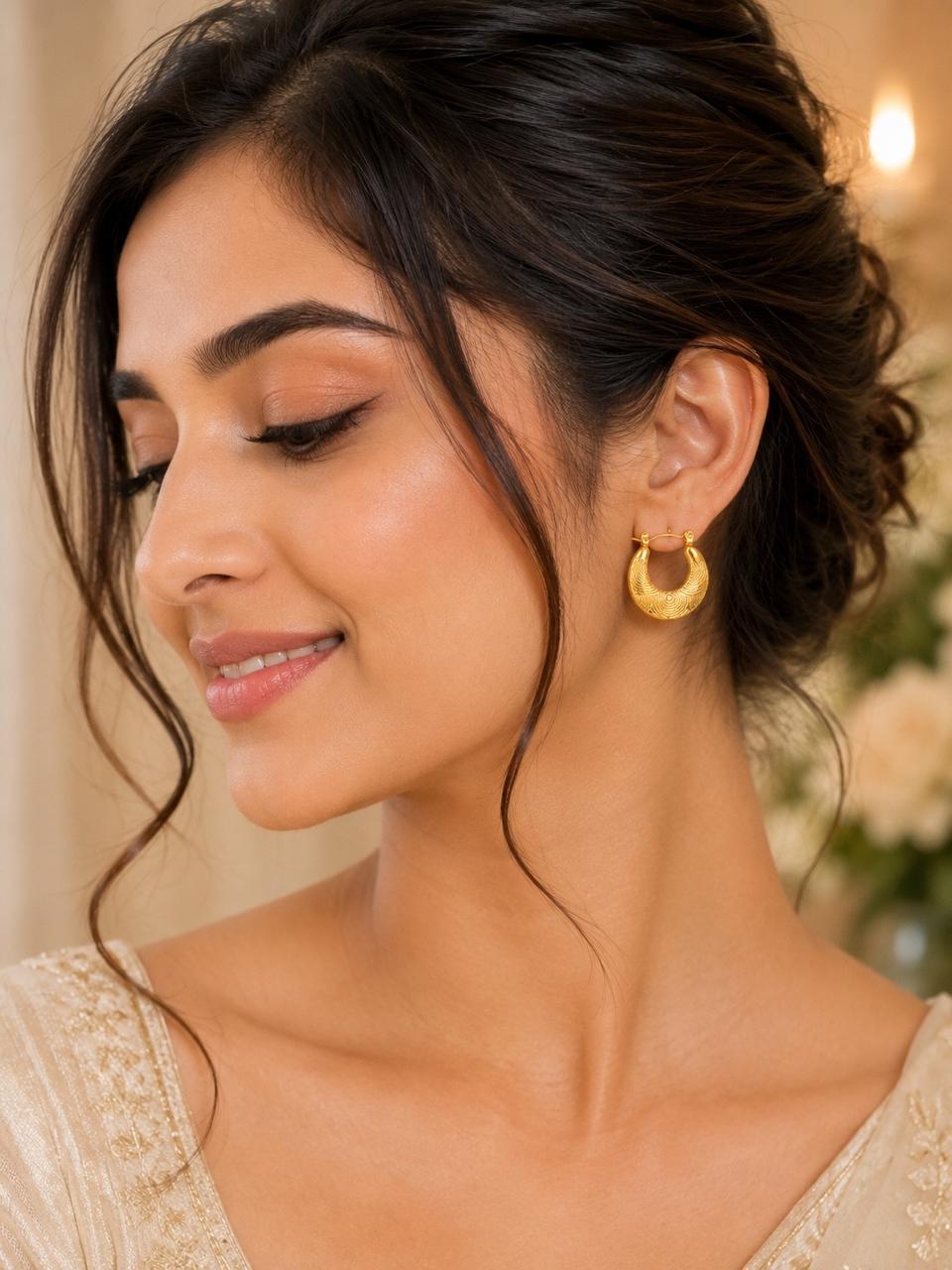 Textured Gold Hoop Earrings | Jewel Birds