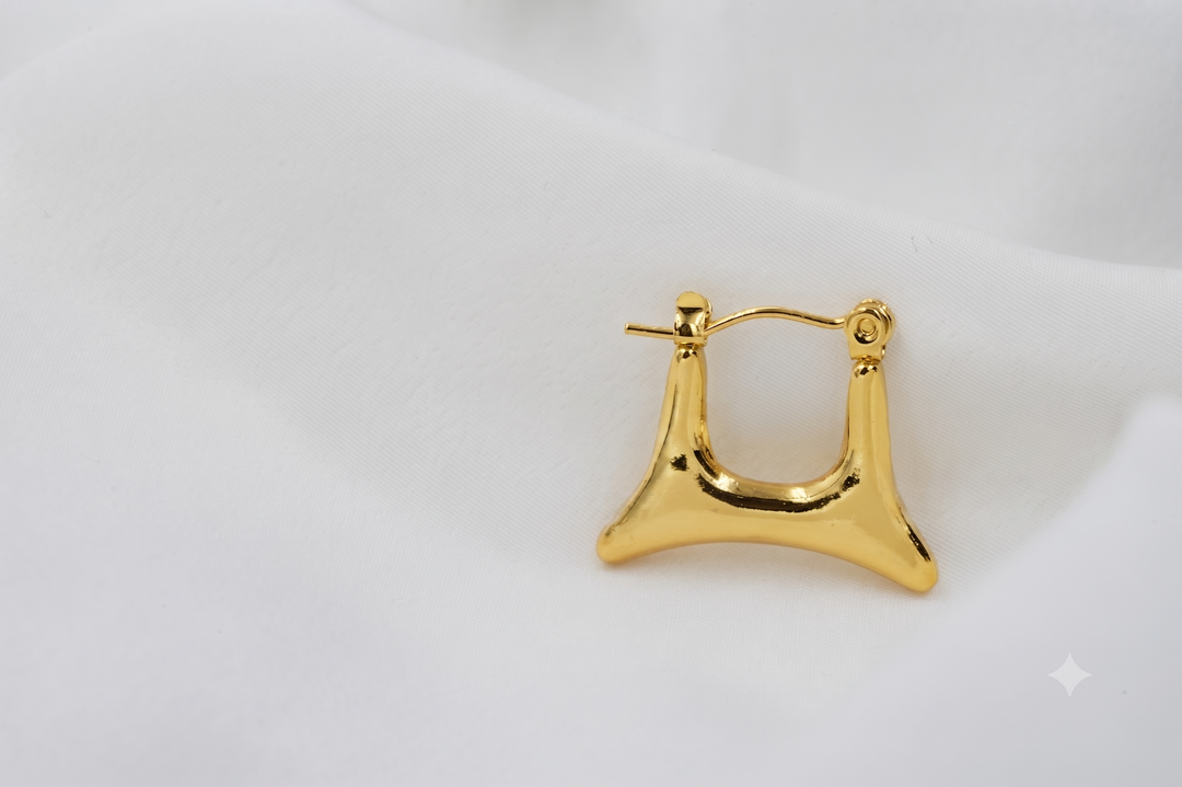 Geometric Crown Hoop Earrings