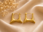Load image into Gallery viewer, Geometric Crown Hoop Earrings - Gold Stainless Steel
