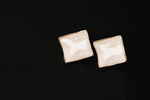Load image into Gallery viewer, White enamel square stud earrings - White
