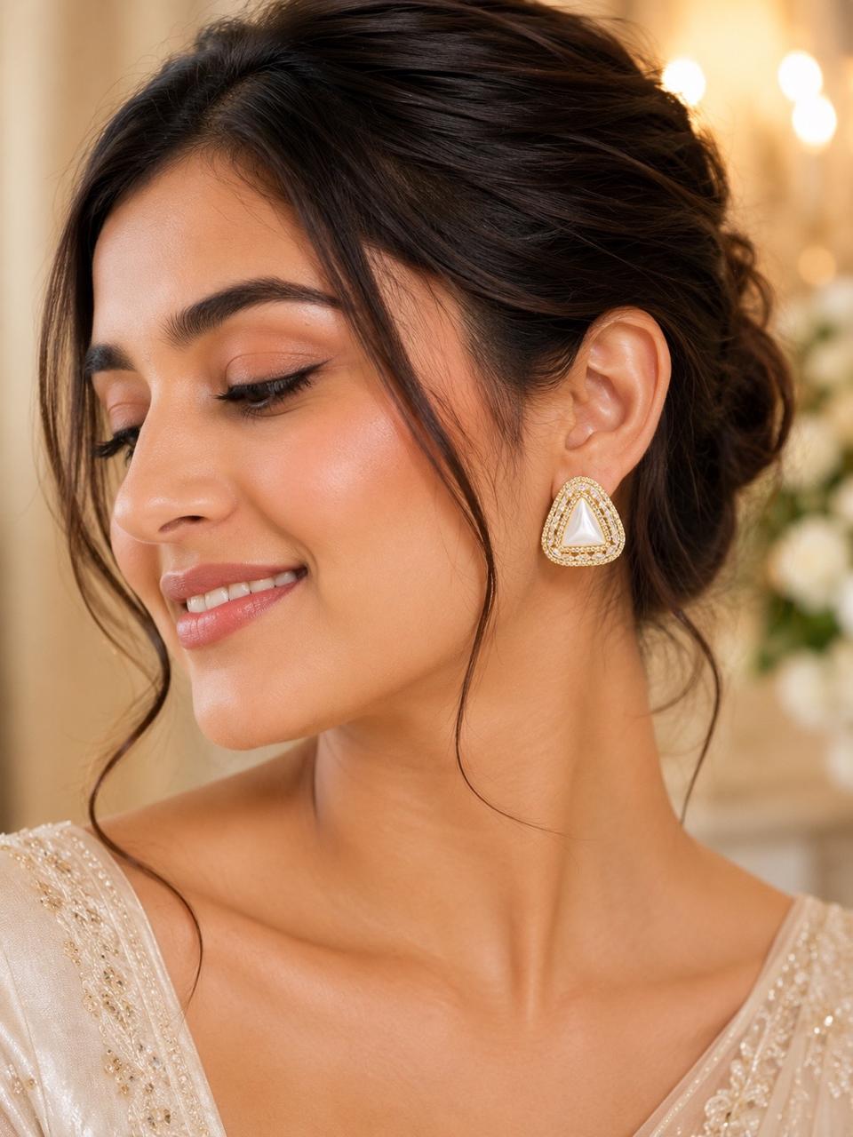 Pearl Triangle Luxe Studs | Jewel Birds
