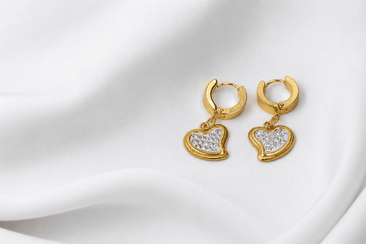 Love sparkle hoop earrings (combo)   gold