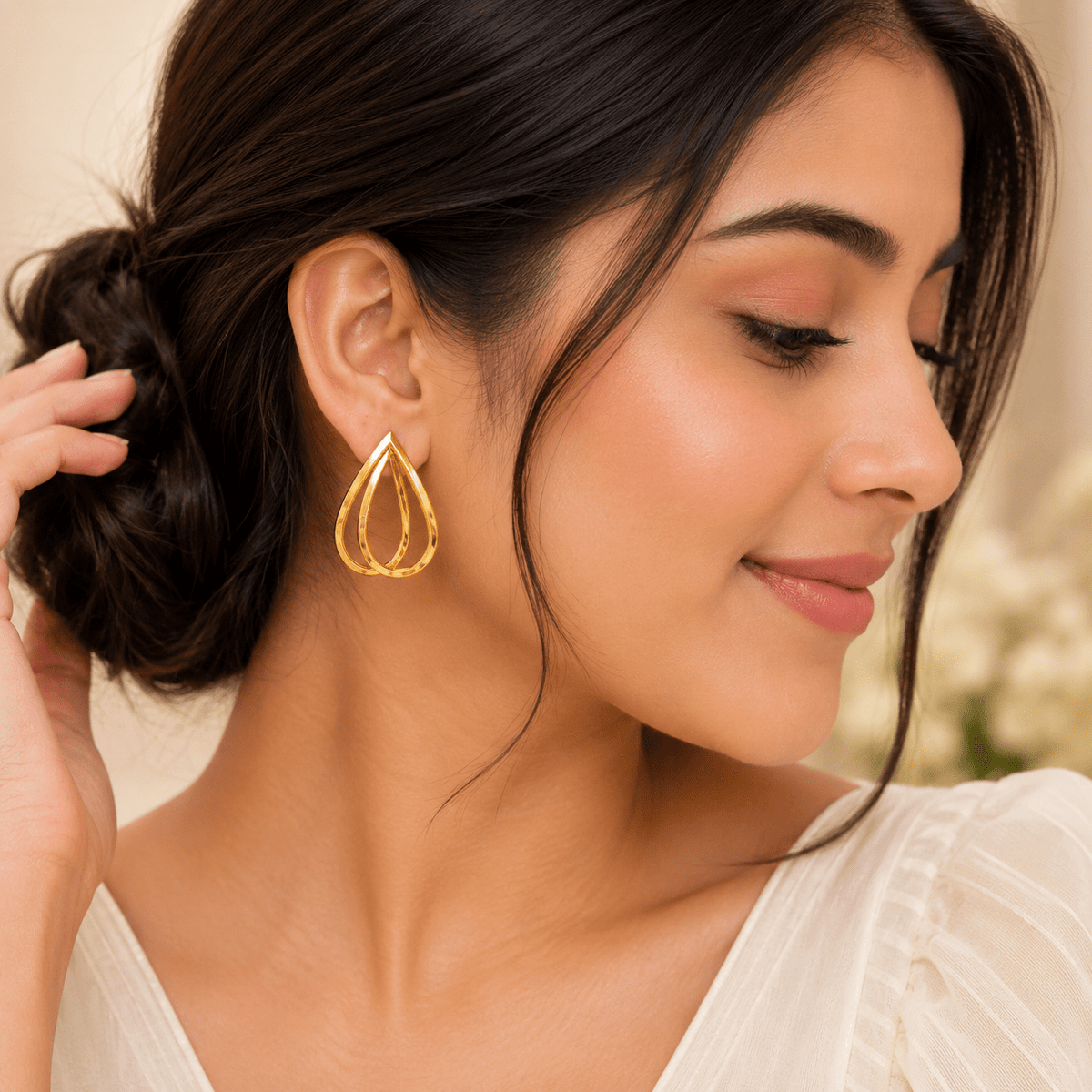 Golden drop infinity hoops   gold