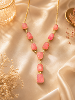 Load image into Gallery viewer, Pink Quartz Cascade Necklace - Pink Alloy
