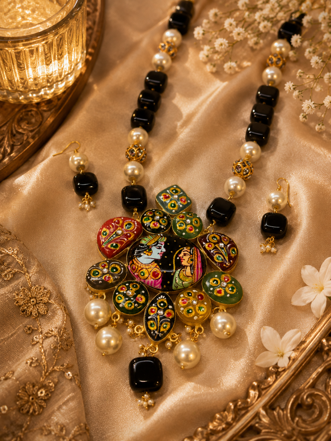 Radha Krishna Heritage Necklace Set - Multicolor Alloy