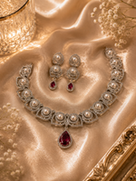Load image into Gallery viewer, Ruby Pearl Royale Choker Set - Silver Alloy
