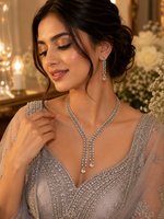 Load image into Gallery viewer, Crystal Cascade Necklace Set (Y Shape)
