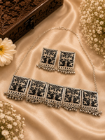 Load image into Gallery viewer, Noor Jaal Choker Set - Black Alloy
