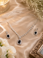 Load image into Gallery viewer, Midnight Elegance Necklace Set - Black &amp; Silver Alloy
