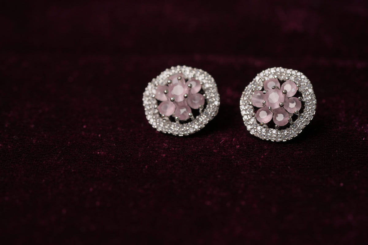 Pink petal bloom pendant set | jewel birds