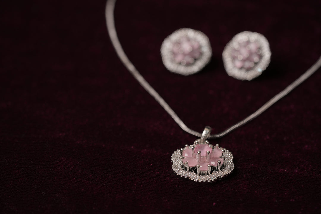 Pink Petal Bloom Pendant Set | Jewel Birds