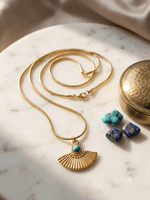 Load image into Gallery viewer, Turquoise Sunburst Pendant Necklace - Antique Gold
