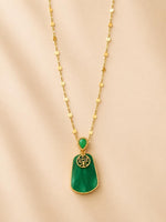 Load image into Gallery viewer, Emerald Fortune Pendant Necklace - Green &amp; Gold
