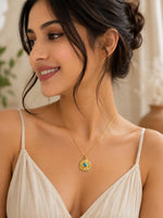 Load image into Gallery viewer, Turquoise Bloom Pendant Necklace - Antique Gold &amp; Turquoise Blue
