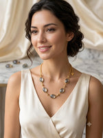 Load image into Gallery viewer, Moonstone Cascade Necklace - Ivory &amp; Gold
