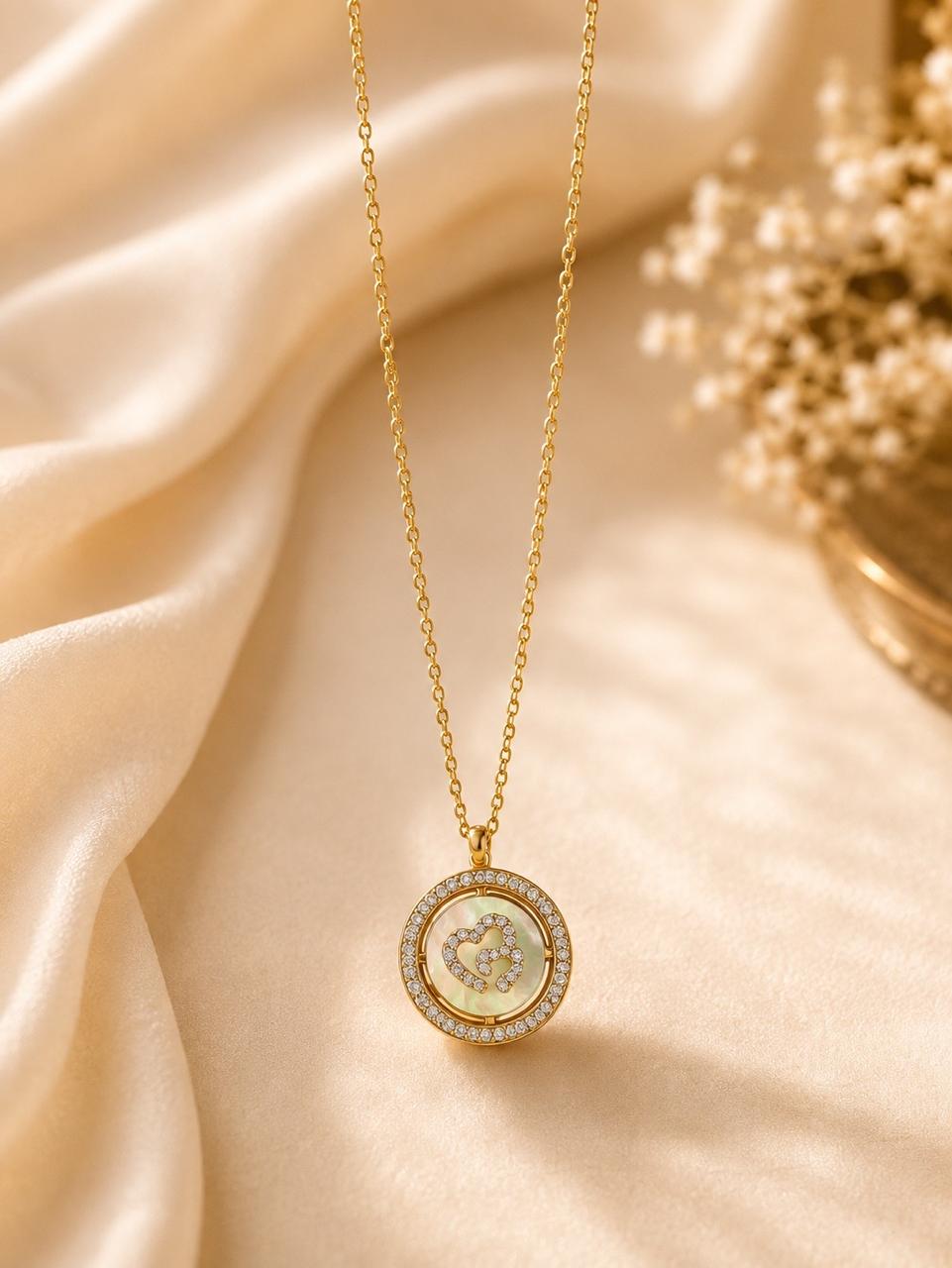 Crystal Heart Halo Necklace | Jewel Birds