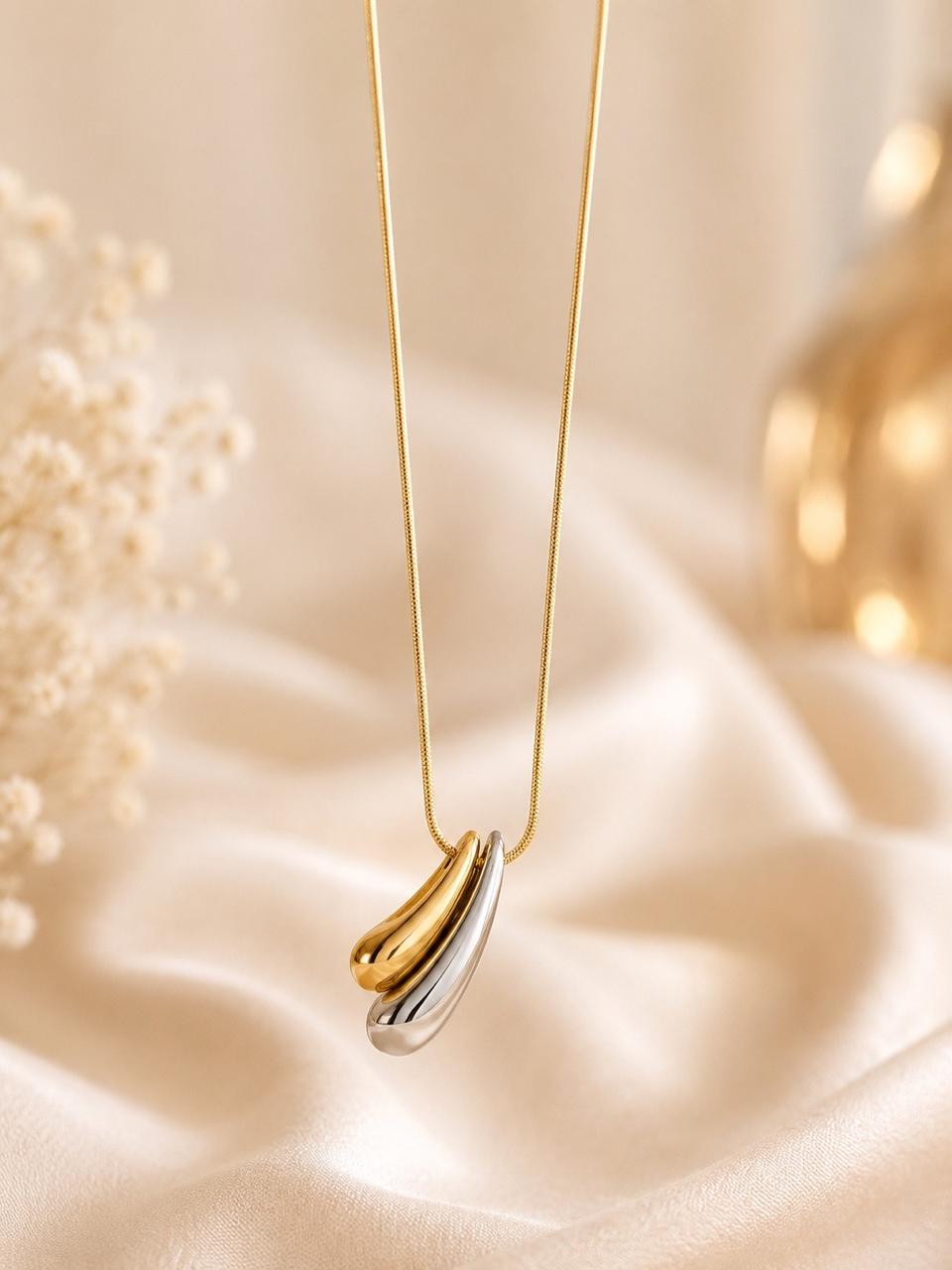 Dual tone flow pendant necklace | jewel birds