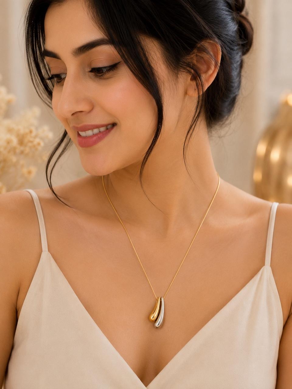 Dual Tone Flow Pendant Necklace | Jewel Birds