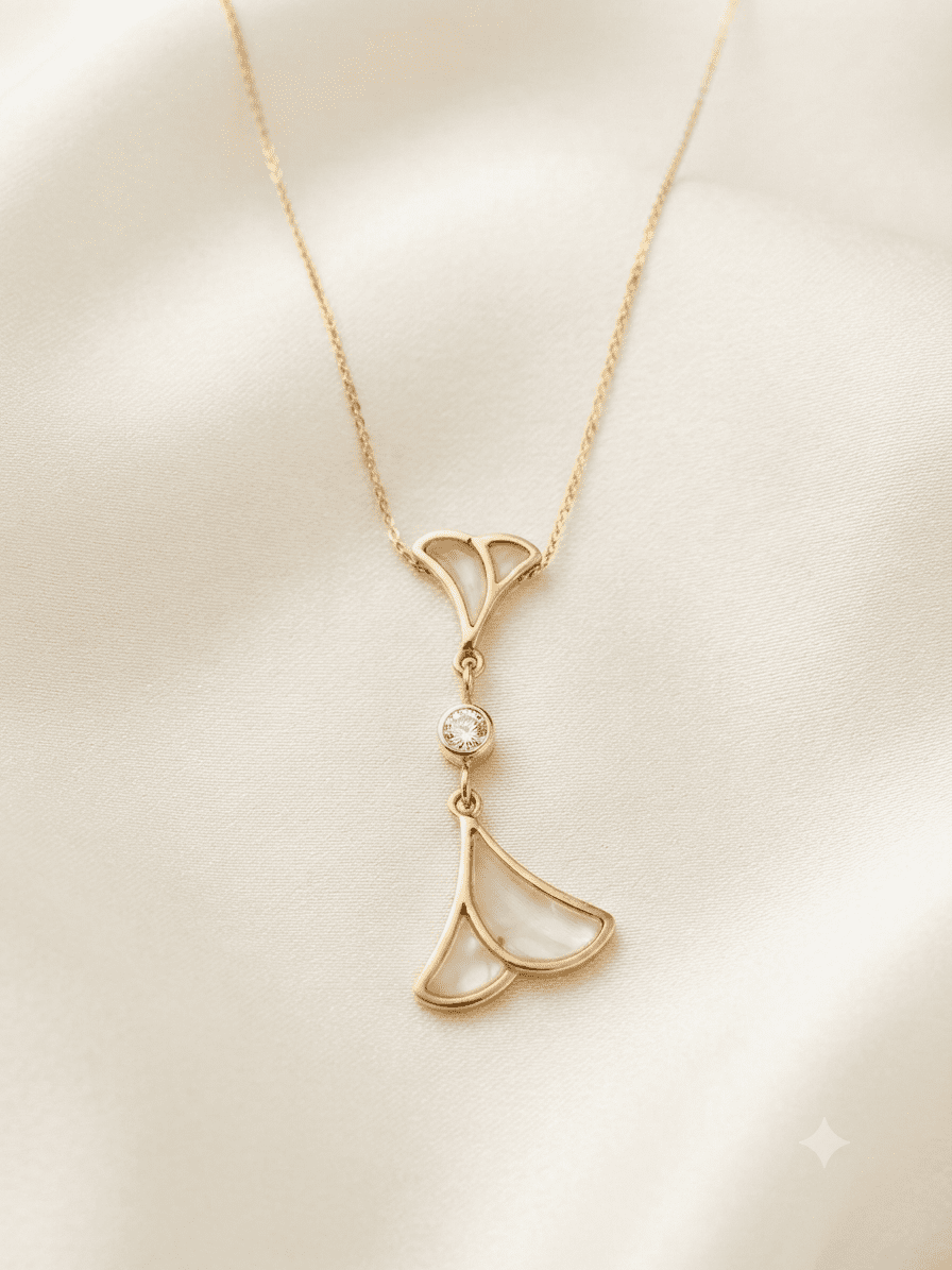 Crystal bloom pendant necklace   white & gold