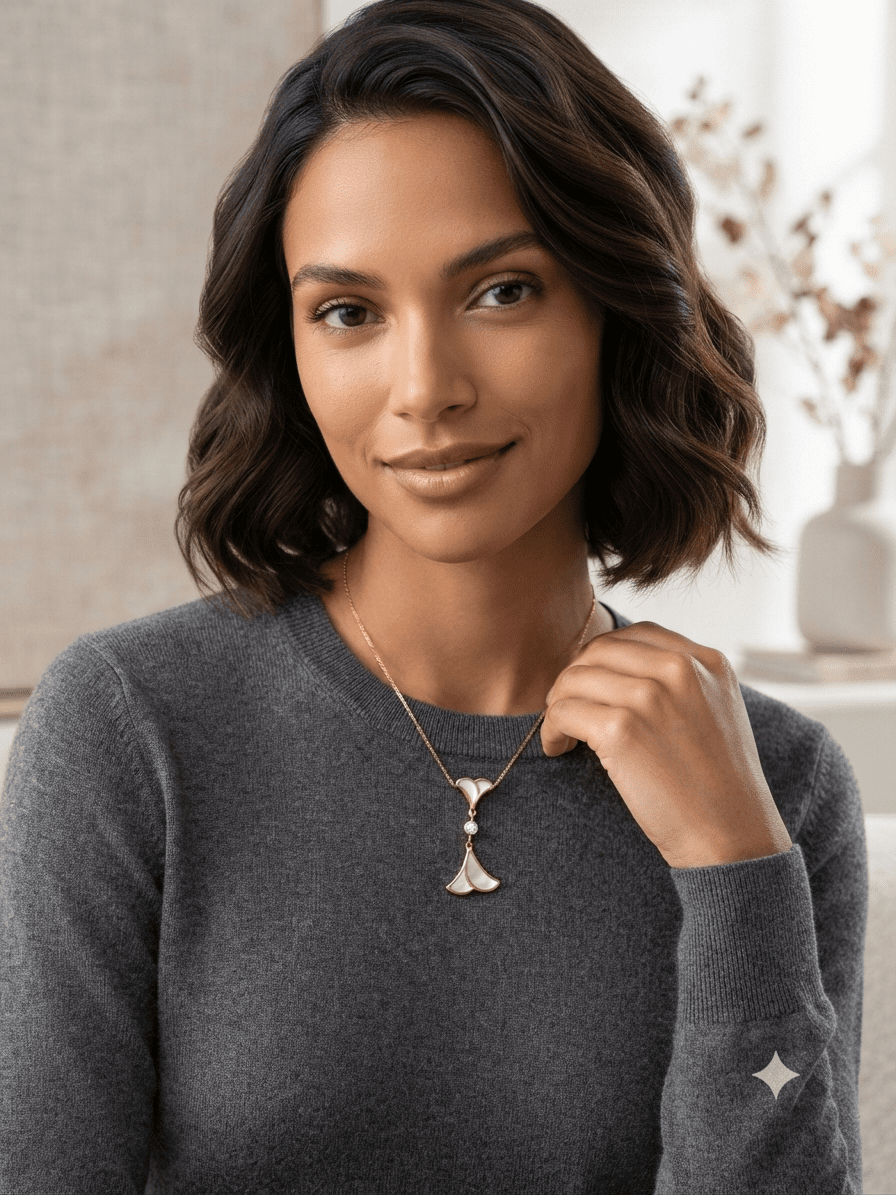 Crystal bloom pendant necklace   white & gold