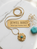 Load image into Gallery viewer, Turquoise Sun Medallion Necklace - Antique Gold

