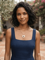 Load image into Gallery viewer, Turquoise Sun Medallion Necklace - Antique Gold
