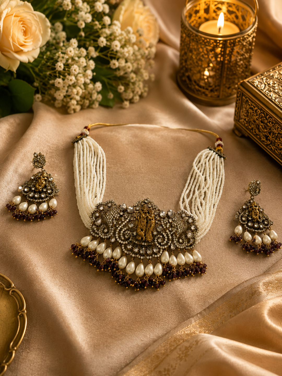 Radha Krishna Heritage Pearl Choker Set