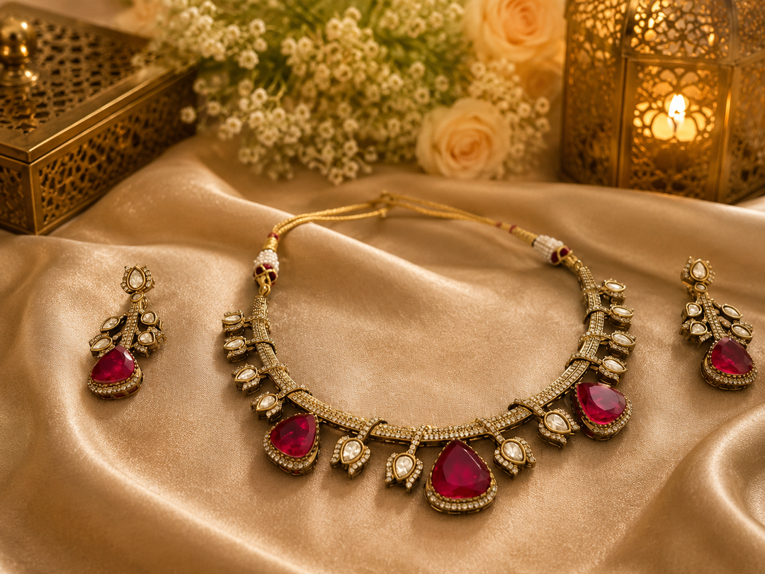 Royal Ruby Kundan Choker Set