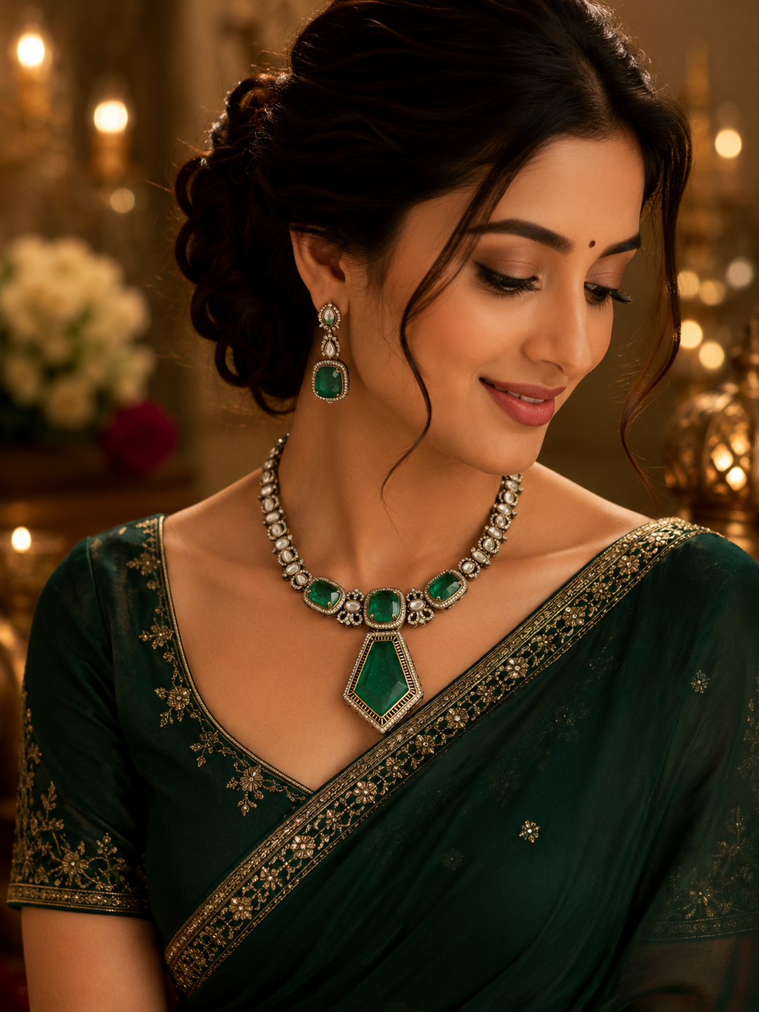 Royal Emerald Kundan Choker Set