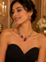 Load image into Gallery viewer, Ruby CZ Collar Choker Set
