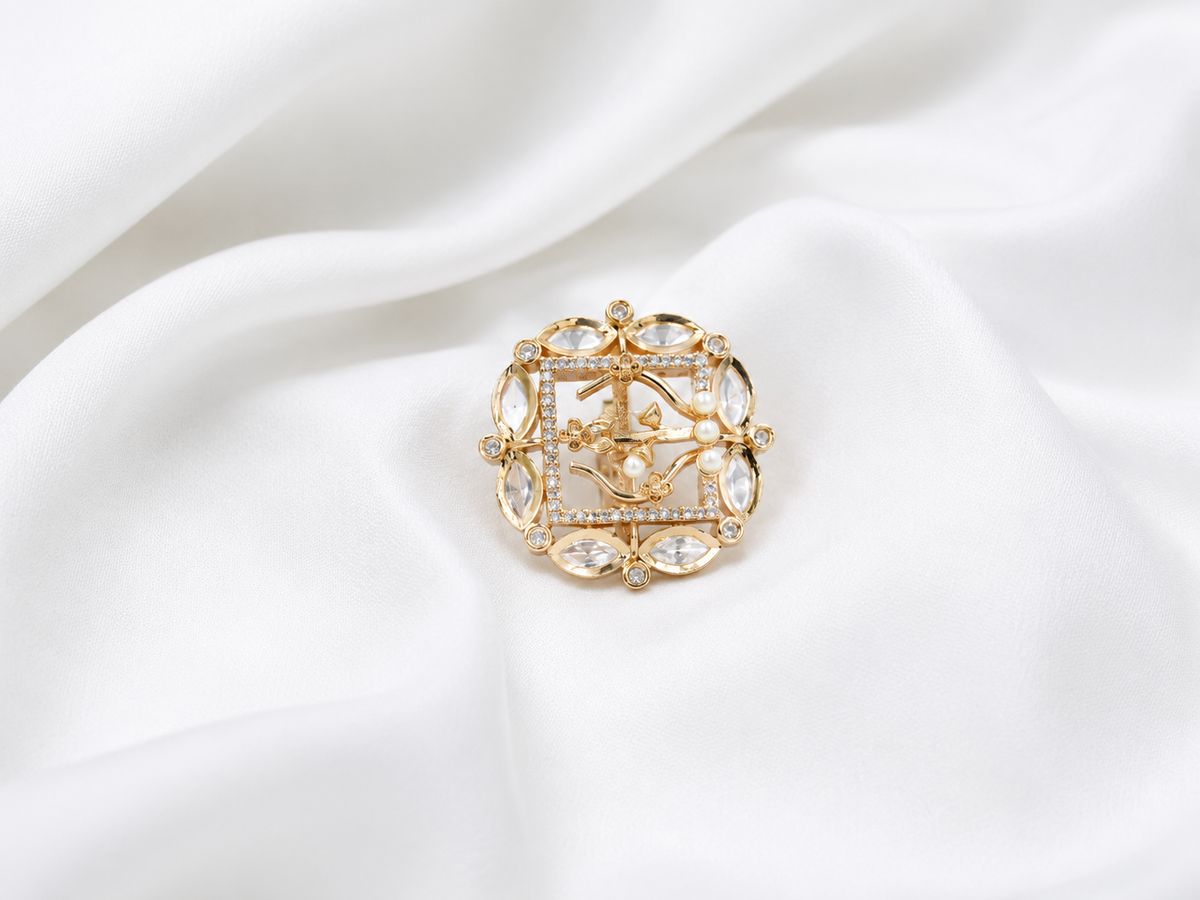 Pearl blossom statement ring   rose gold rings