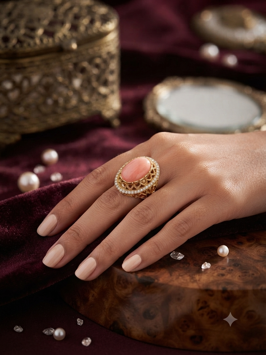 Pink Oval Statement Ring
