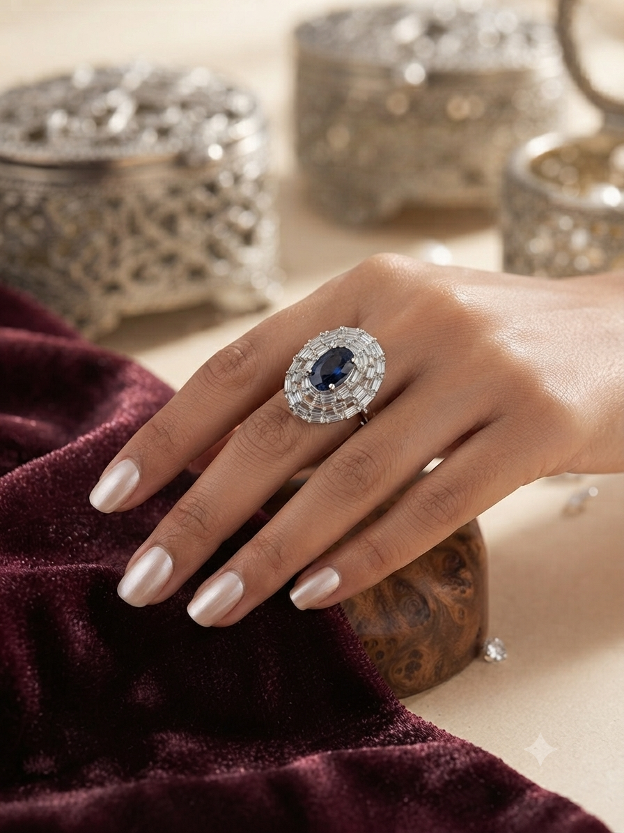 Midnight Sapphire Statement Ring