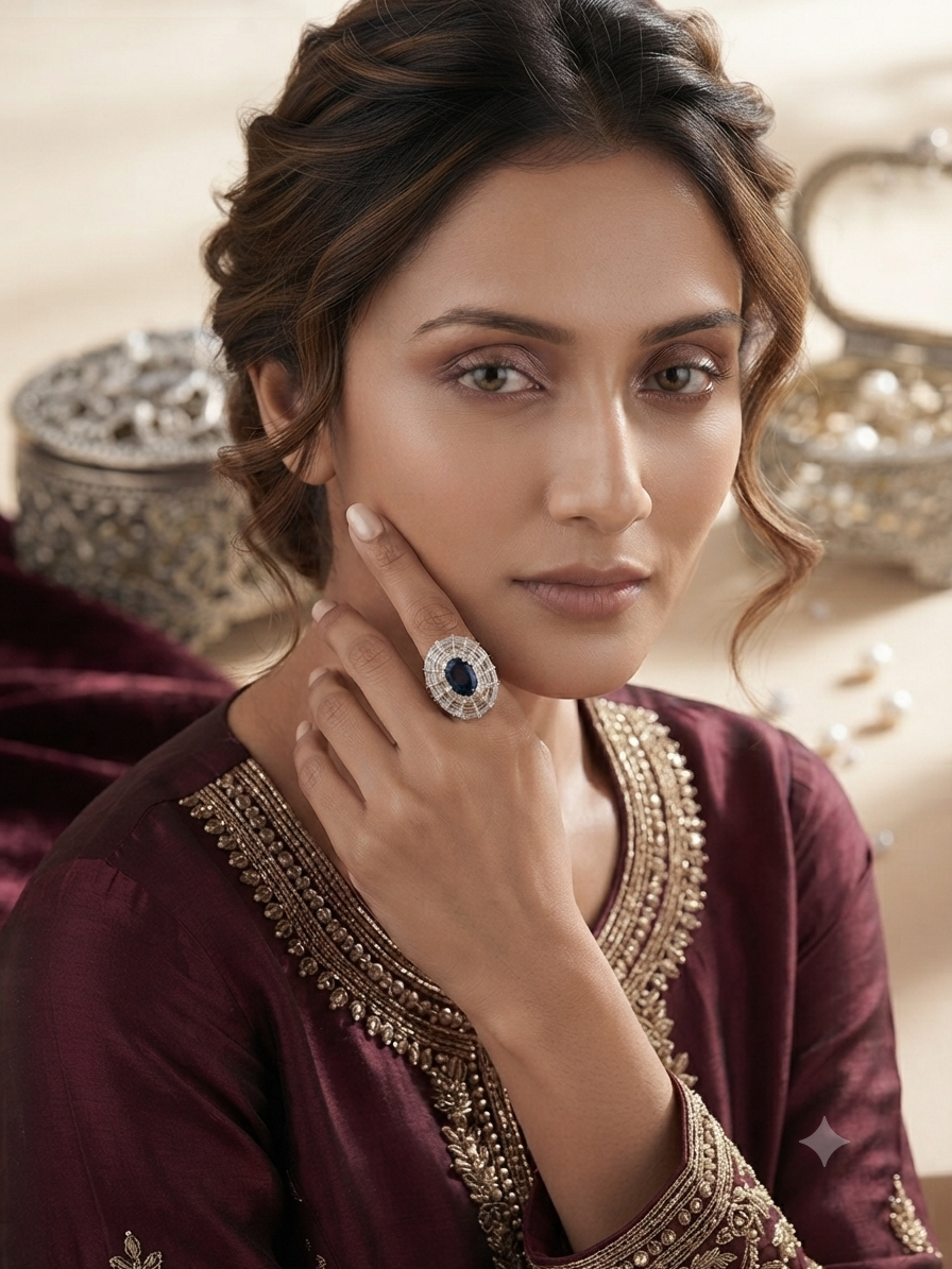 Midnight Sapphire Statement Ring