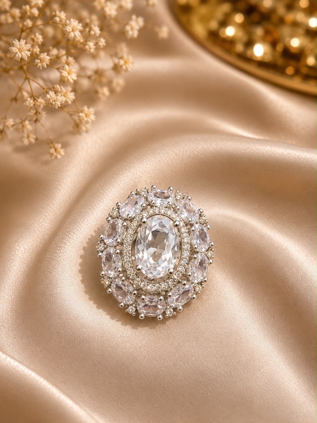 Crystal crown statement ring   silver rings