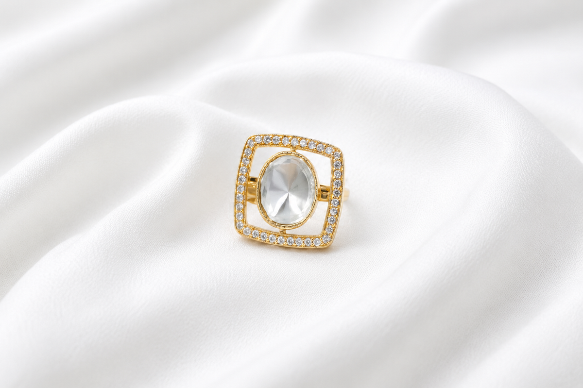 Golden prism statement ring   white & gold rings