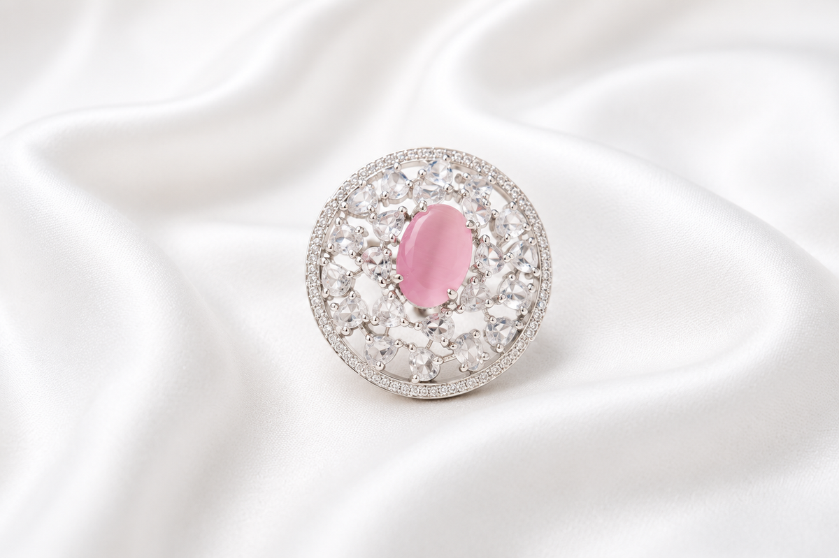 Blush bloom statement ring   pink rings
