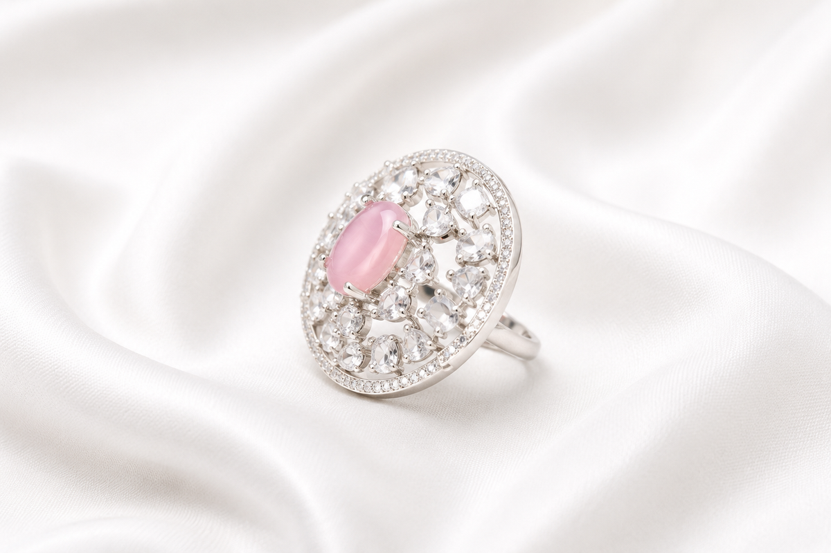 Blush bloom statement ring