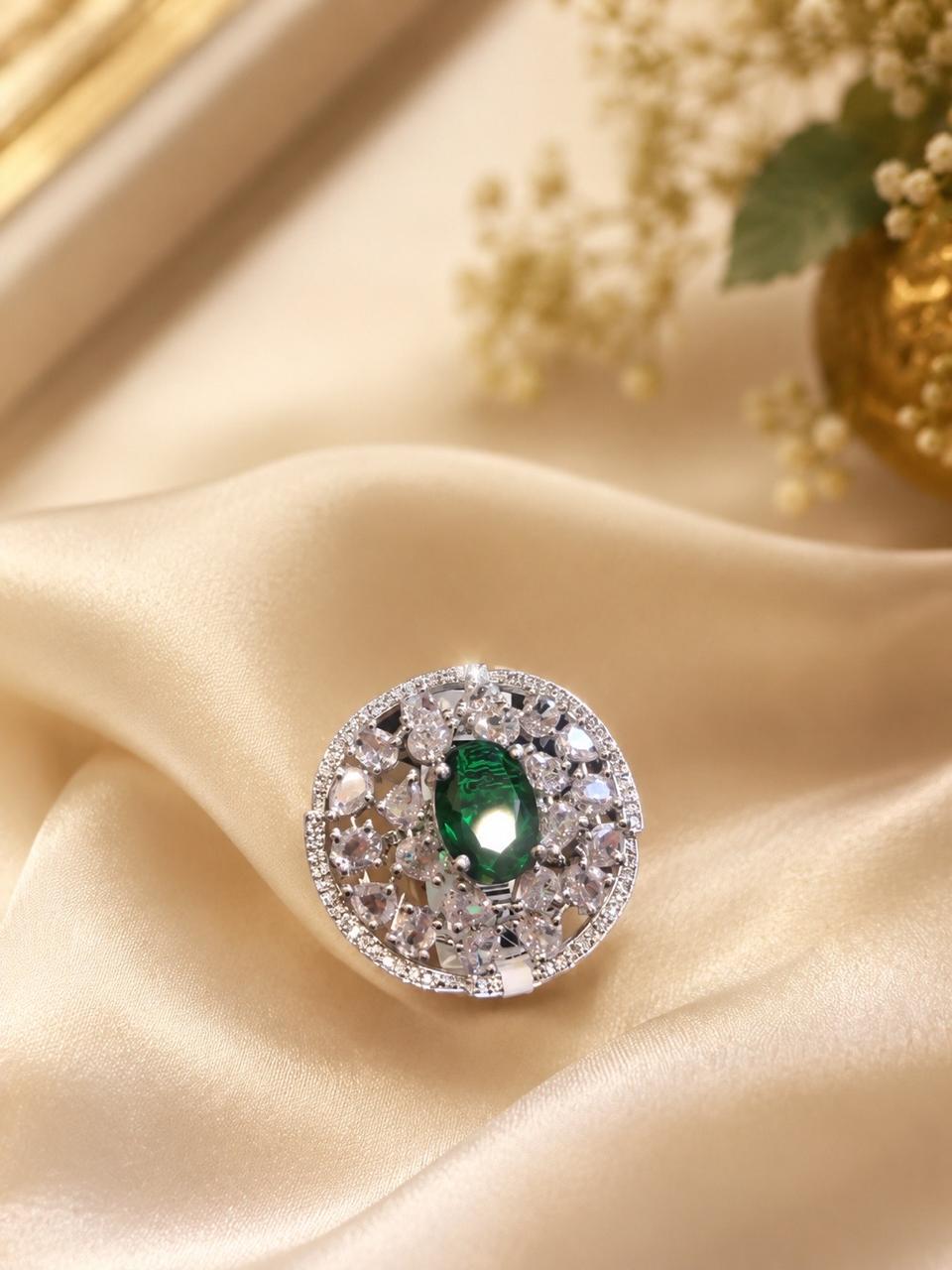 Emerald Blossom Statement Ring