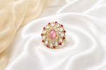 Load image into Gallery viewer, Ruby Kundan Bloom Ring - Red Rings
