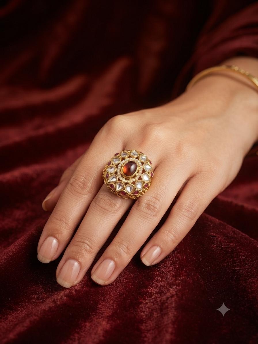 Ruby Kundan Bloom Ring