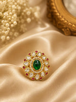 Load image into Gallery viewer, Emerald Kundan Bloom Ring
