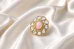 Load image into Gallery viewer, Rose Quartz Kundan Bloom Ring - Pink Rings

