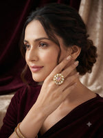 Load image into Gallery viewer, Rose Quartz Kundan Bloom Ring
