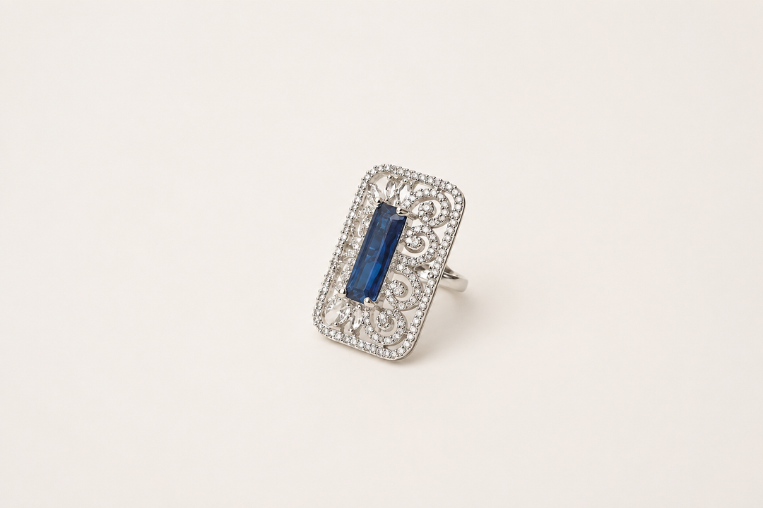 Blue Majesty Cocktail Ring - Blue & Silver Rings